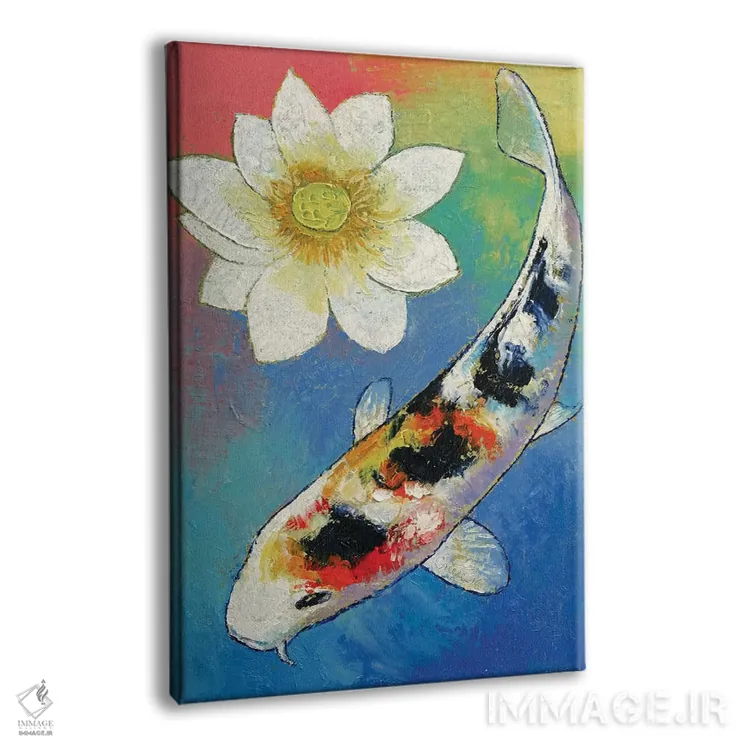 تابلو دکوراتیو کوی و نیلوفر سفید اثر مایکل کریس - نمای پرسپکتیو محصول