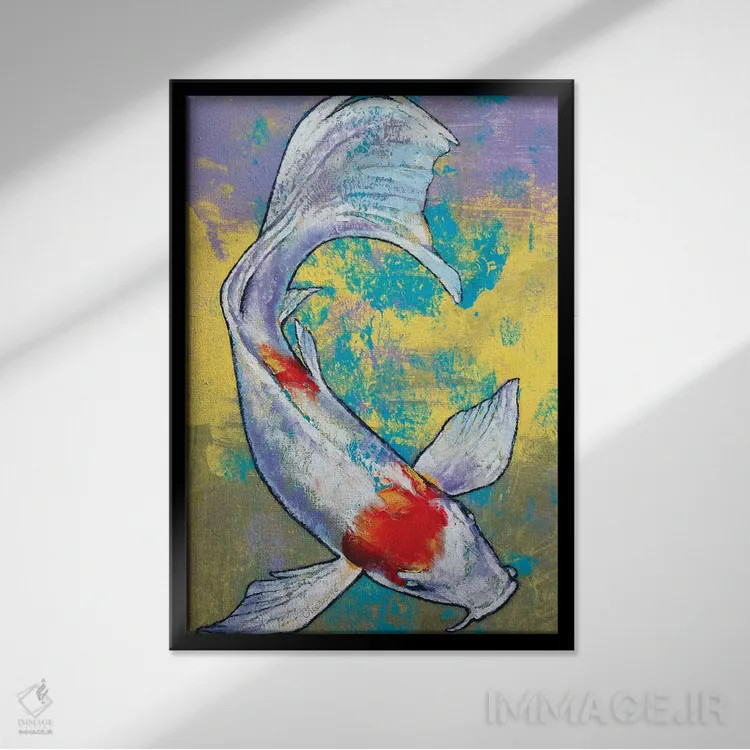 تابلو دکوراتیو ماهی کوی اثر مایکل کریس - نمای قابدار مشکی