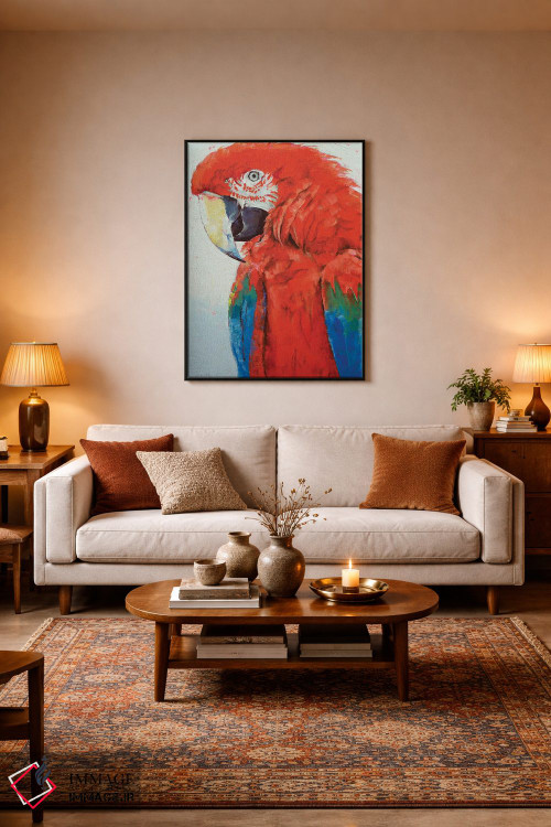 تابلو دکوراتیو طوطی قرمز اثر مایکل کریس - D3B