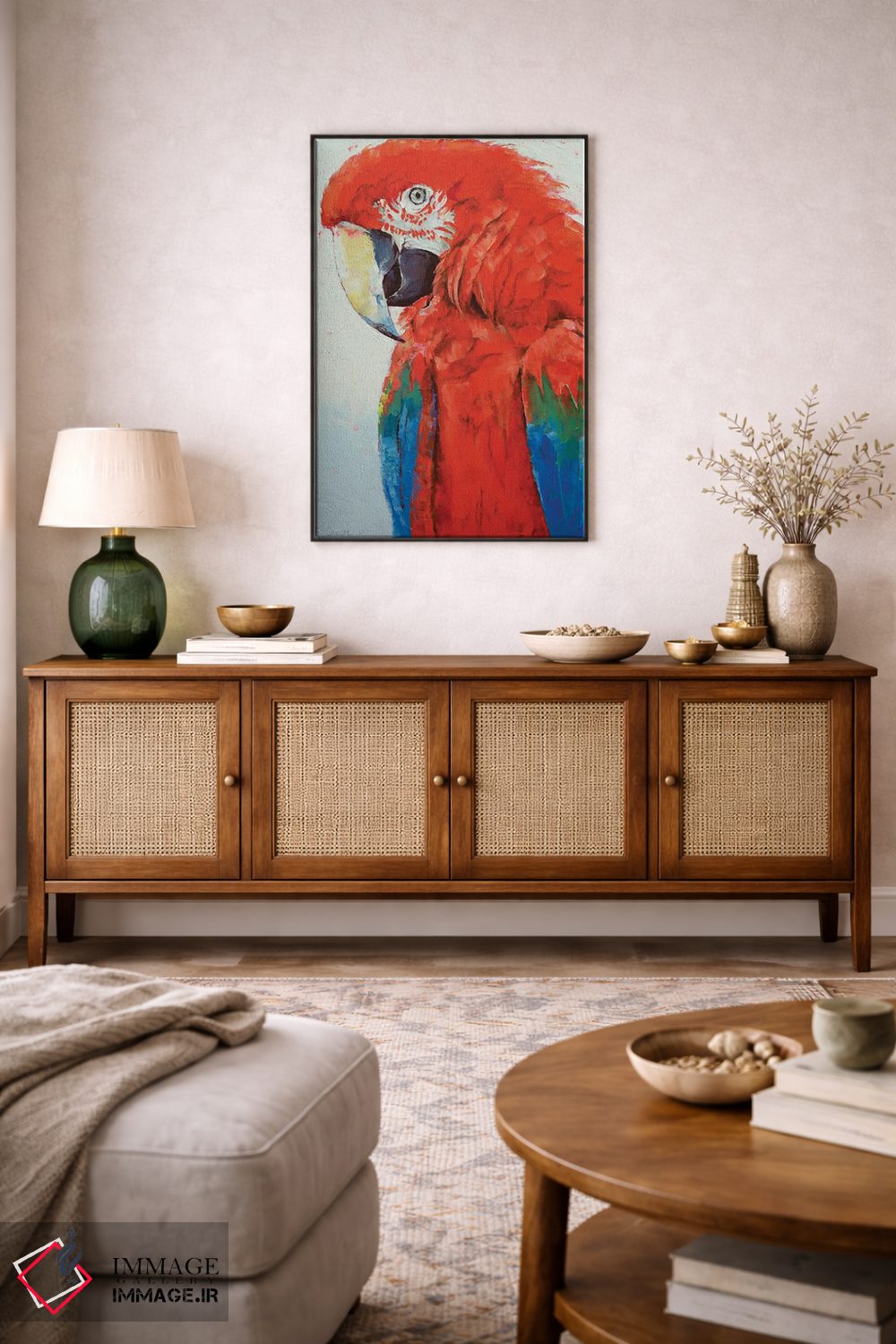 تابلو دکوراتیو طوطی قرمز اثر مایکل کریس - D4B