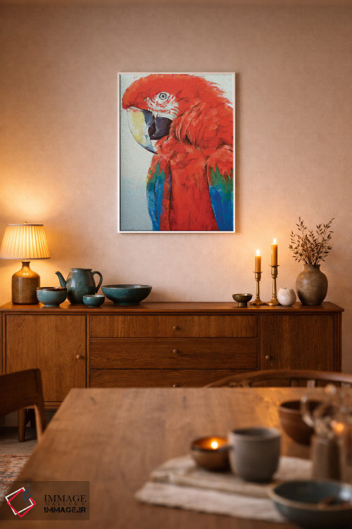 تابلو دکوراتیو طوطی قرمز اثر مایکل کریس - D5W