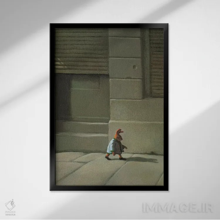 تابلو دکوراتیو خرگوش خیابانی اثر مایکل سووا - نمای قابدار مشکی