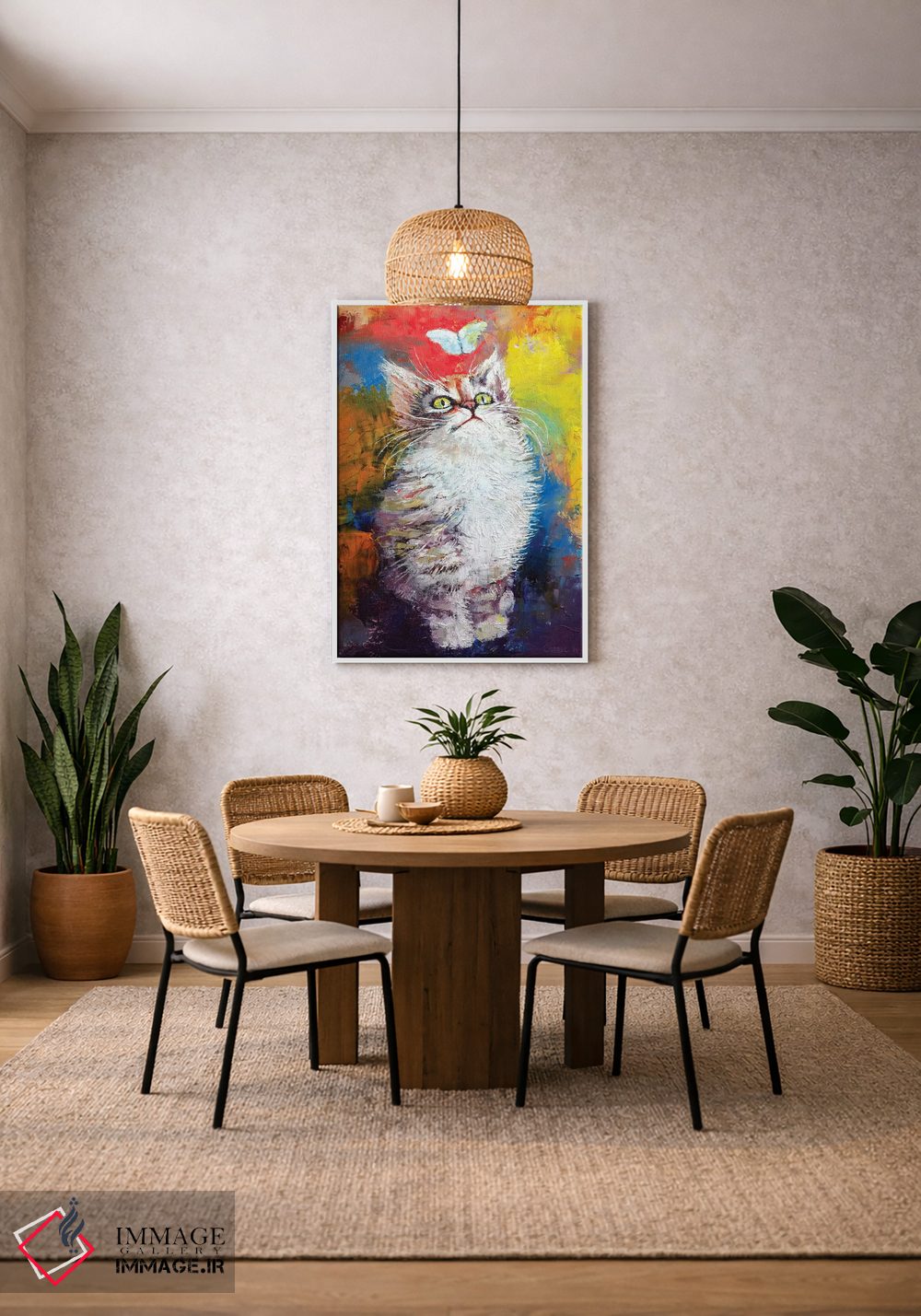 تابلو دکوراتیو بچه گربه و پروانه اثر مایکل کریس - D1W