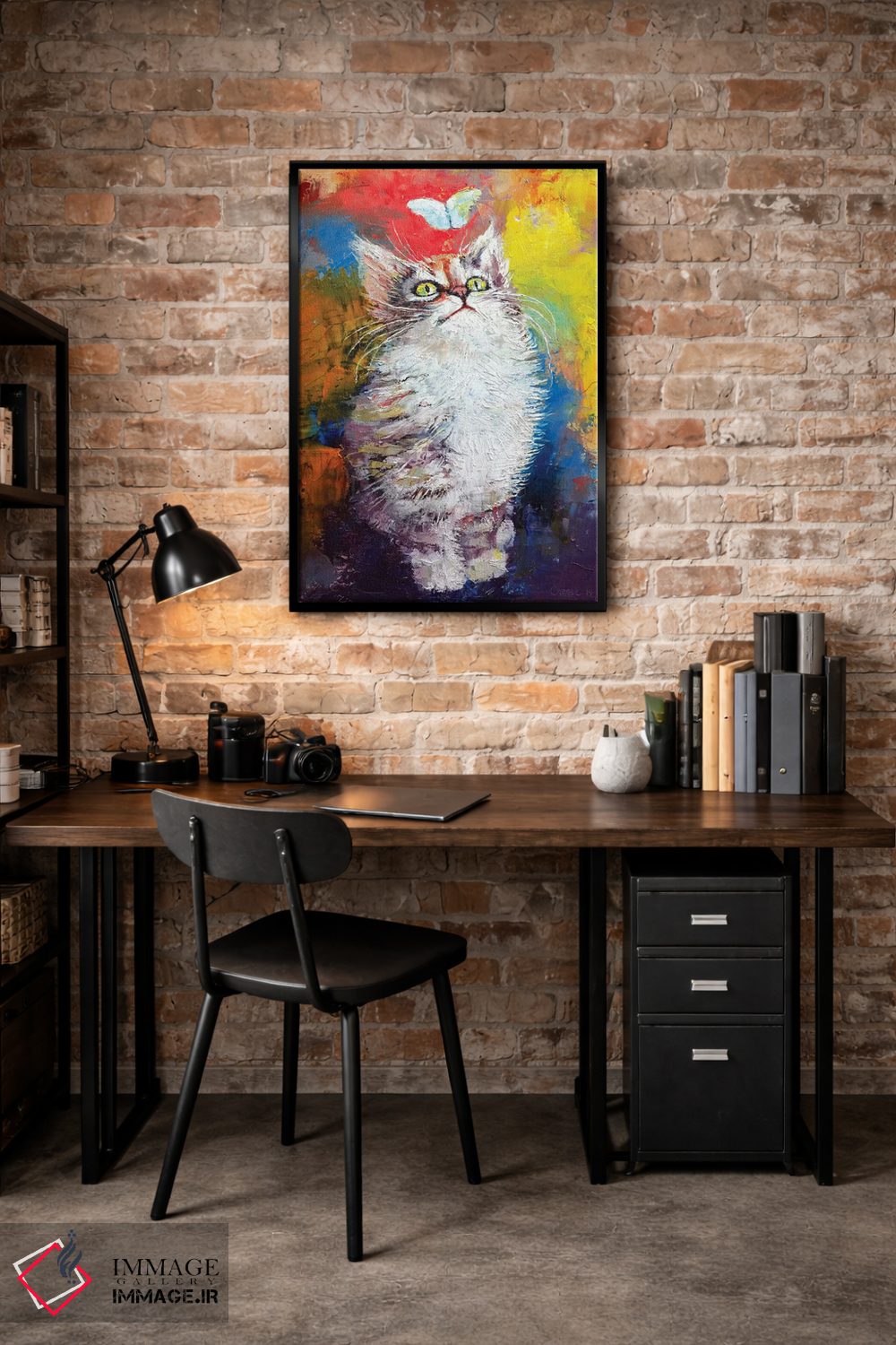 تابلو دکوراتیو بچه گربه و پروانه اثر مایکل کریس - D3B