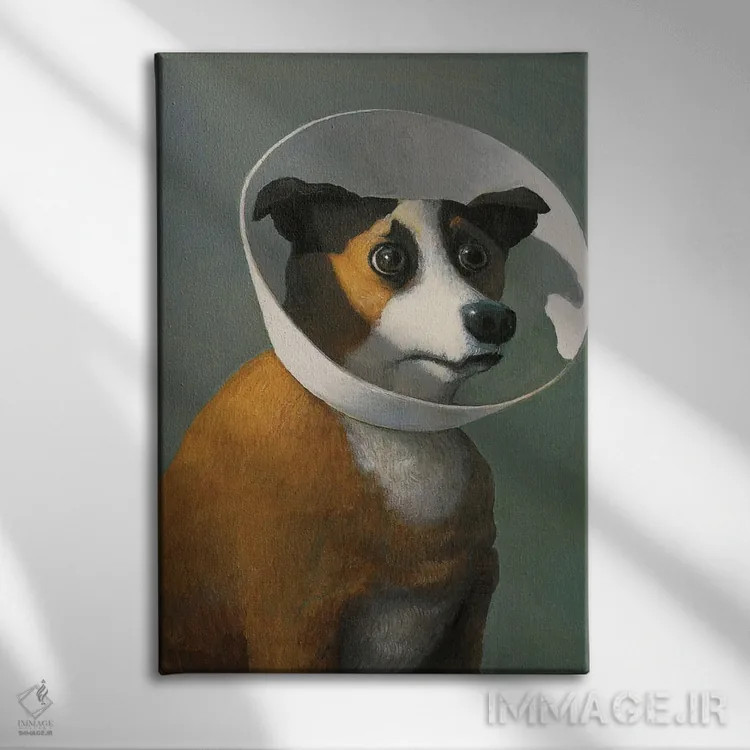 تابلو دکوراتیو سگ بیمار آملی اثر مایکل سووا - نمای روبهرو روی دیوار