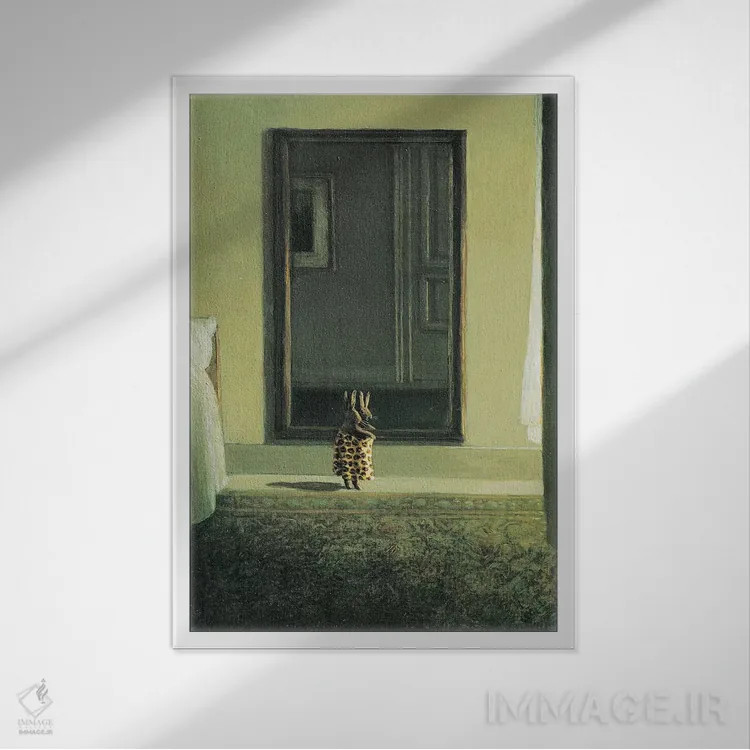 تابلو دکوراتیو خرگوش ببر اثر مایکل سووا - نمای قابدار سفید