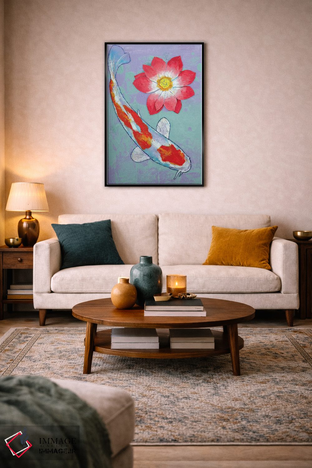 تابلو دکوراتیو کوی و نیلوفر آبی اثر مایکل کریس - D4B