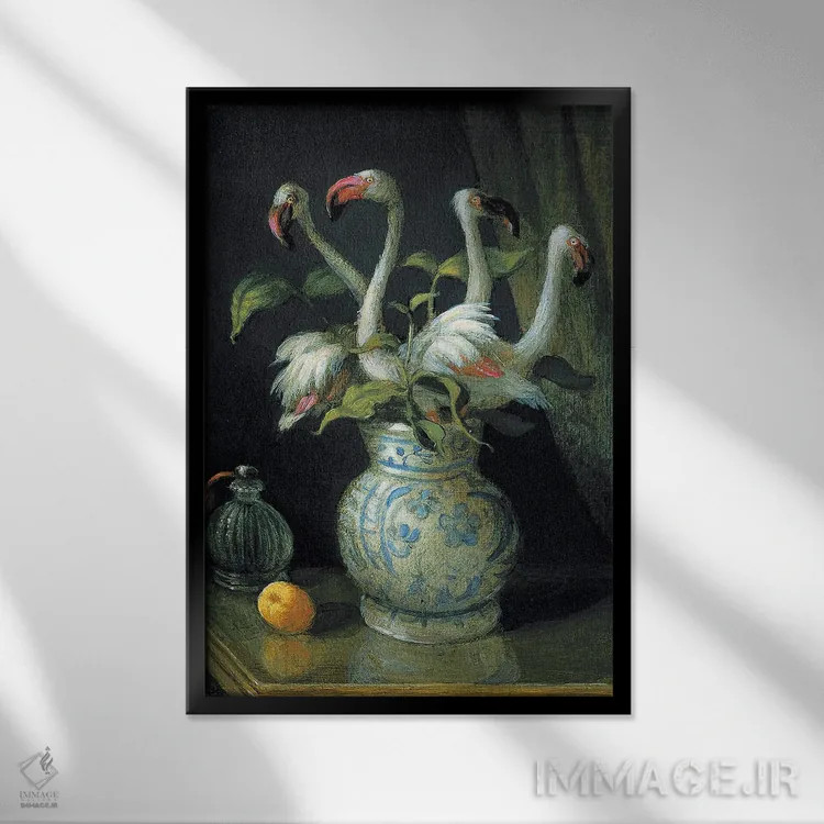 تابلو دکوراتیو گل های فلامینگو اثر مایکل سووا - نمای قابدار مشکی