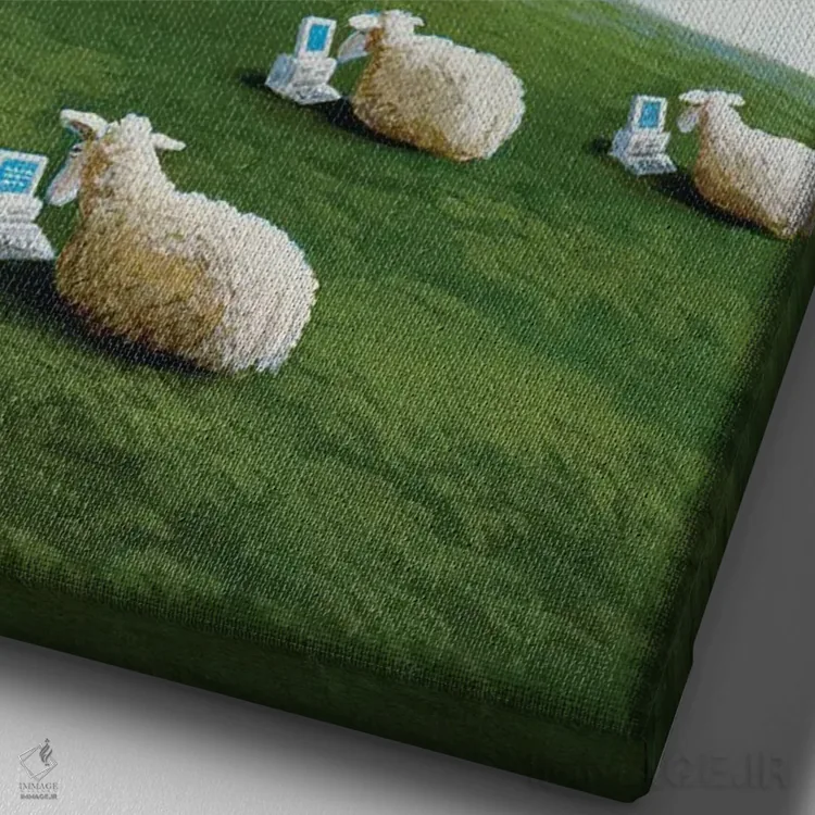 تابلو دکوراتیو استاد از آسمان اثر مایکل سووا - نمای نزدیک بافت بوم