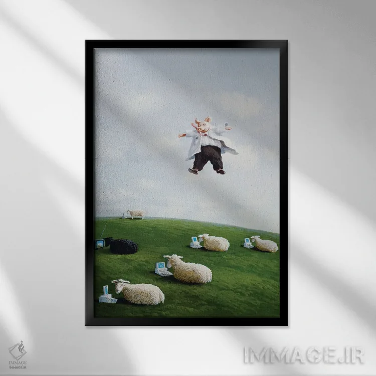 تابلو دکوراتیو استاد از آسمان اثر مایکل سووا - نمای قابدار مشکی