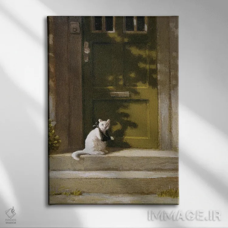 تابلو دکوراتیو گربه زخمی اثر مایکل سووا - نمای روبهرو روی دیوار