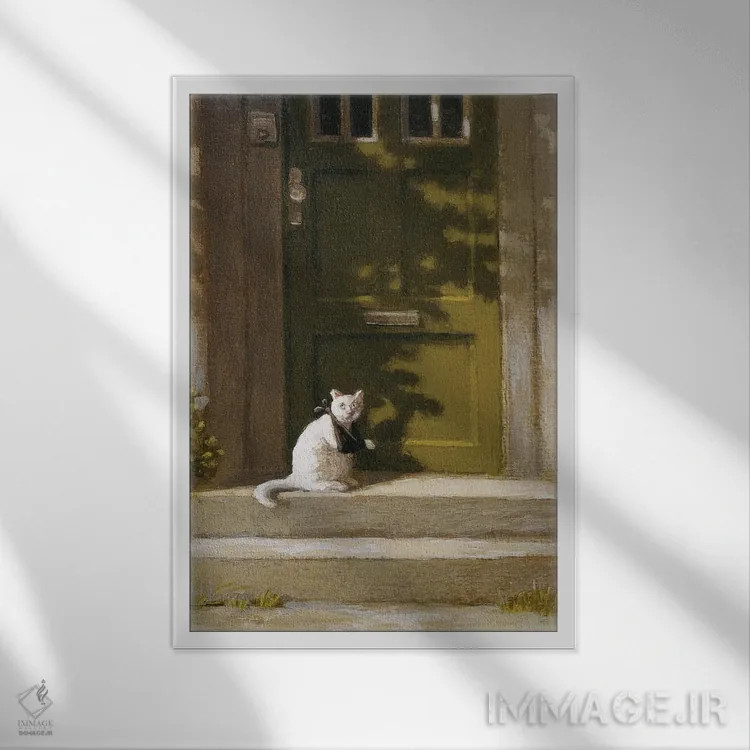 تابلو دکوراتیو گربه زخمی اثر مایکل سووا - نمای قابدار سفید