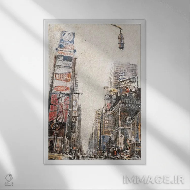 تابلو دکوراتیو تایمز اسکوئر II اثر متیو دنیلز - نمای قابدار سفید