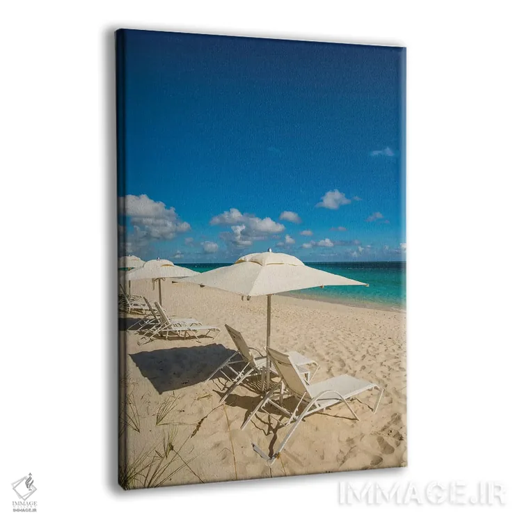 تابلو دکوراتیو چترهای ساحلی در ساحل گریس بی II، پروویدنسیالس، جزایر ترک… اثر مایکل دفریتاس - نمای پرسپکتیو محصول