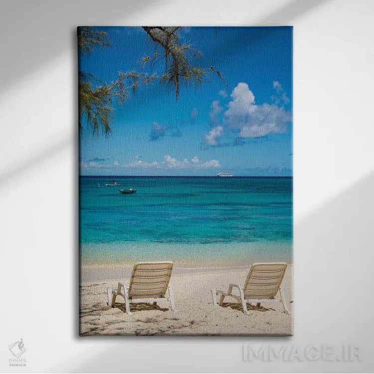تابلو دکوراتیو ساحل فرماندار، جزیره گرند ترک، جزایر ترک و کایکوس، کارائی… اثر مایکل دفریتاس - نمای روبهرو روی دیوار