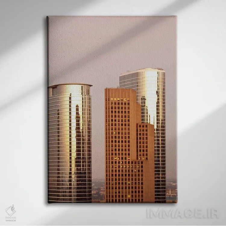 تابلو دکوراتیو افق شهری مرکز شهر II، هیوستون، تگزاس اثر مایکل دفریتاس - نمای روبهرو روی دیوار