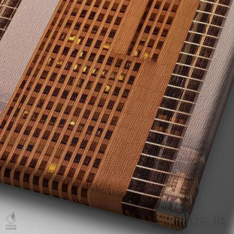 تابلو دکوراتیو افق شهری مرکز شهر II، هیوستون، تگزاس اثر مایکل دفریتاس - نمای نزدیک بافت بوم