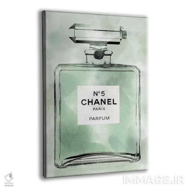 تابلو دکوراتیو بطری عطر سبز اثر مدلین بلیک - نمای پرسپکتیو محصول