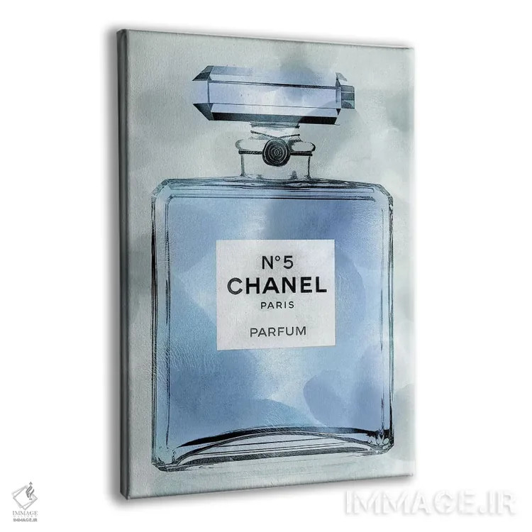 تابلو دکوراتیو بطری عطر آبی اثر مدلین بلیک - نمای پرسپکتیو محصول