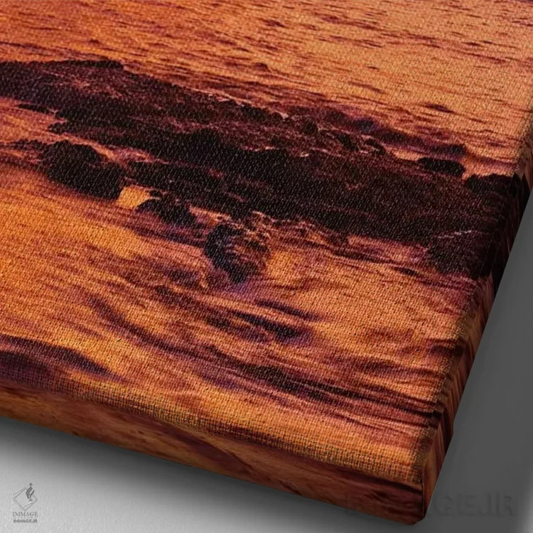 تابلو دکوراتیو غروب گرمسیری، جزیره بزرگ، هاوایی، آمریکا اثر مایکل دفریتاس - نمای نزدیک بافت بوم