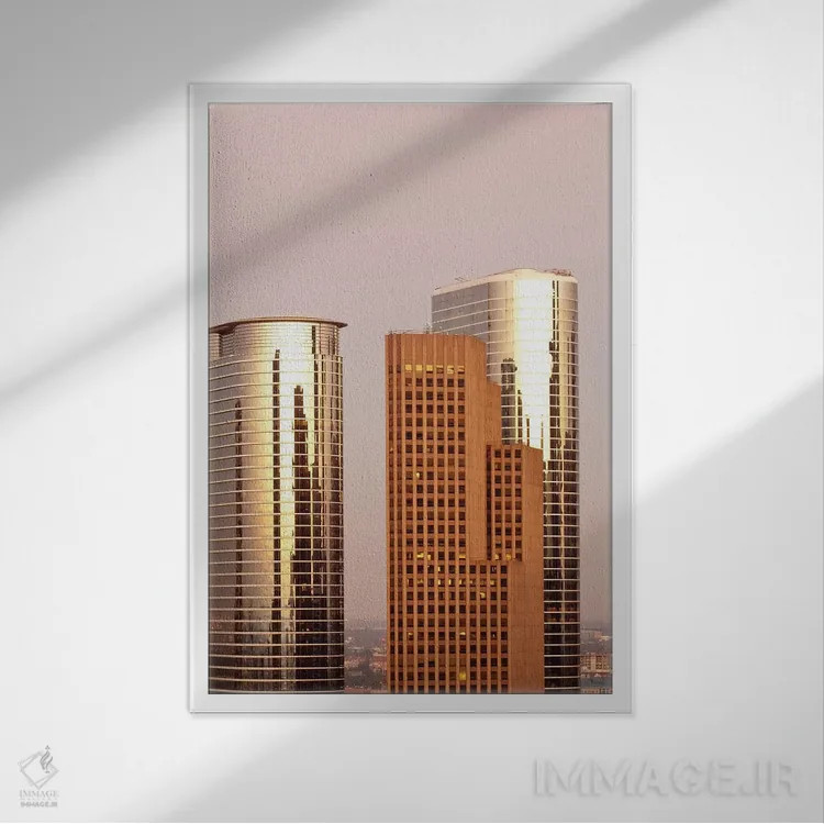 تابلو دکوراتیو افق شهری مرکز شهر II، هیوستون، تگزاس اثر مایکل دفریتاس - نمای قابدار سفید