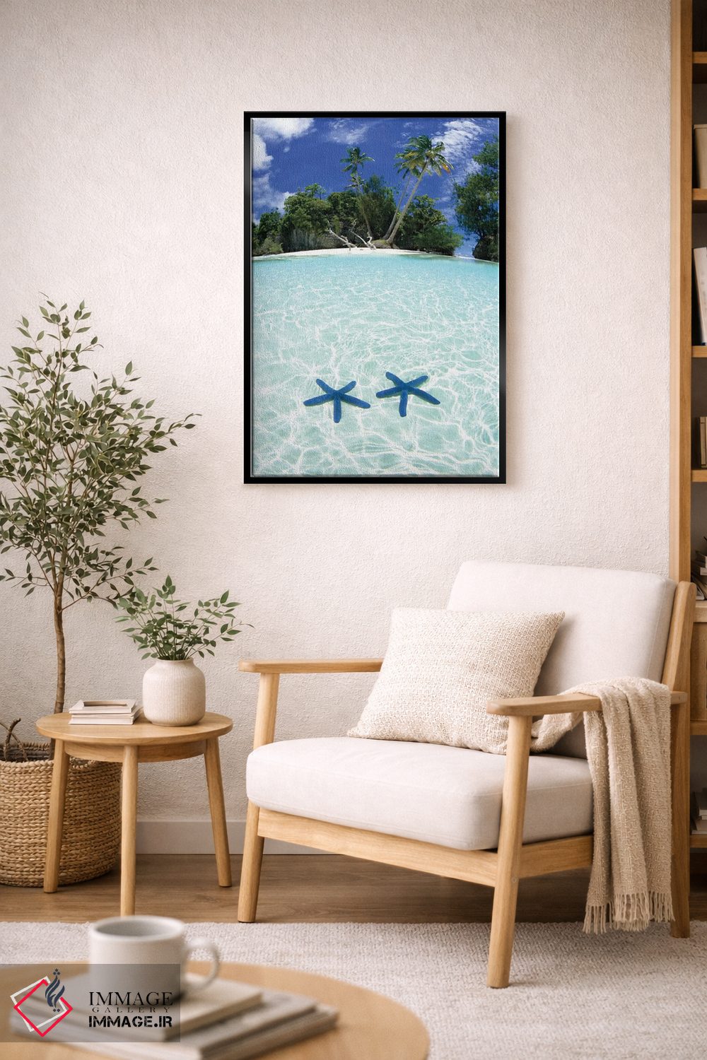 تابلو دکوراتیو دو ستاره دریایی در آب کم عمق، جزایر راک، پالائو اثر مایکل دفریتاس - D2B