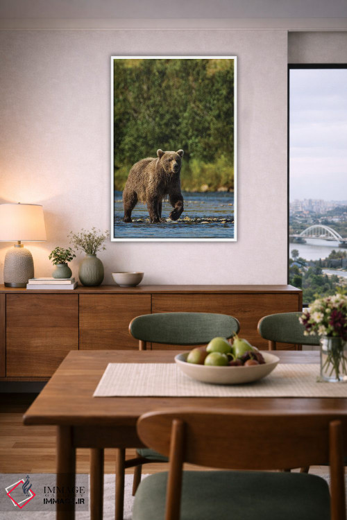 تابلو دکوراتیو خرس گریزلی یا قهوه ای ، رودخانه مورین، پارک و منطقه حفاظت… اثر مایکل دفریتاس - D4W