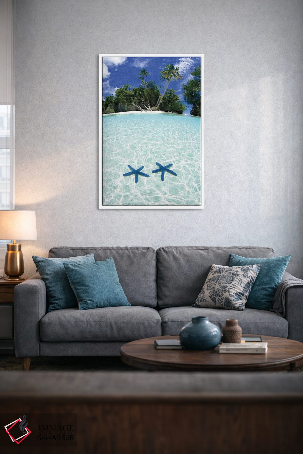 تابلو دکوراتیو دو ستاره دریایی در آب کم عمق، جزایر راک، پالائو اثر مایکل دفریتاس - D5W