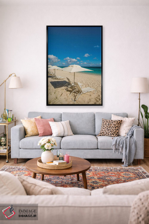 تابلو دکوراتیو چترهای ساحلی در ساحل گریس بی II، پروویدنسیالس، جزایر ترک… اثر مایکل دفریتاس - D1B