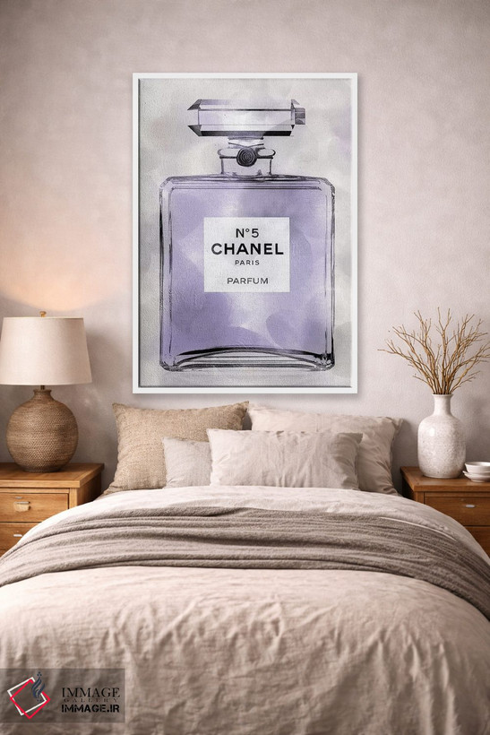 تابلو دکوراتیو بطری عطر بنفش اثر مدلین بلیک - D1W