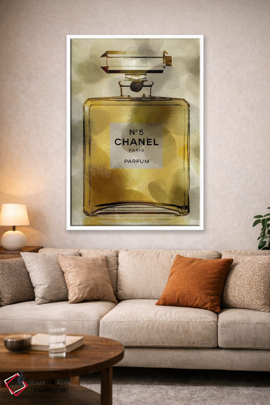 تابلو دکوراتیو بطری عطر طلایی اثر مدلین بلیک - D1W