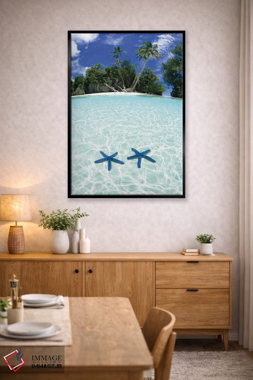 تابلو دکوراتیو دو ستاره دریایی در آب کم عمق، جزایر راک، پالائو اثر مایکل دفریتاس - D6B