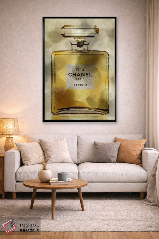 تابلو دکوراتیو بطری عطر طلایی اثر مدلین بلیک - D2B