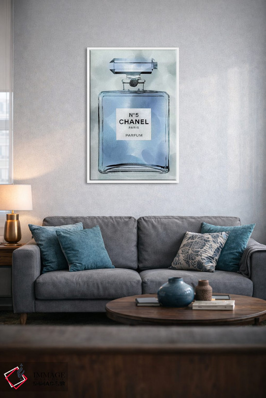تابلو دکوراتیو بطری عطر آبی اثر مدلین بلیک - D3W