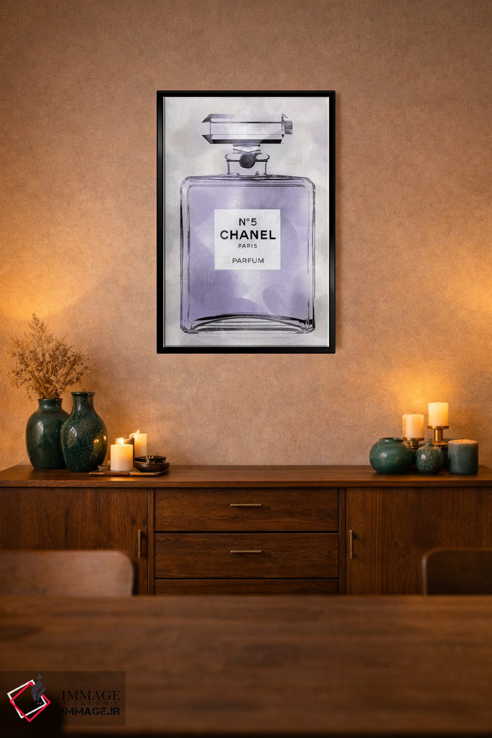 تابلو دکوراتیو بطری عطر بنفش اثر مدلین بلیک - D3B