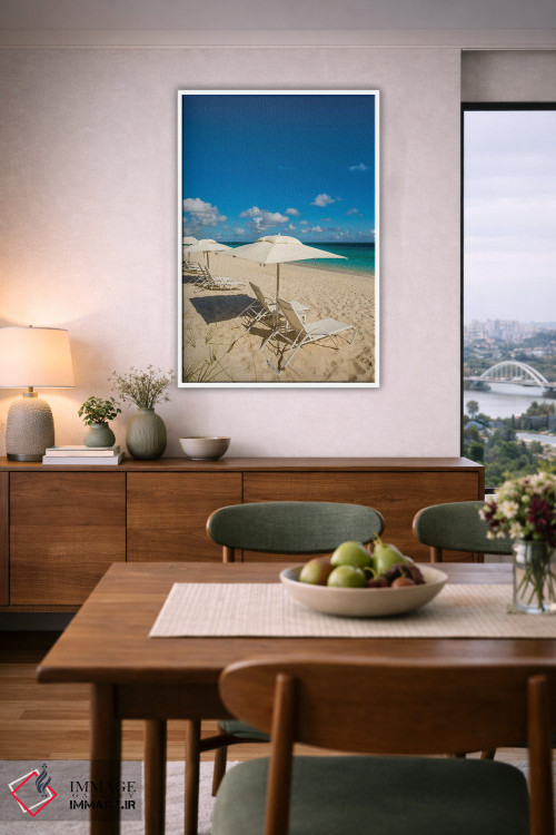 تابلو دکوراتیو چترهای ساحلی در ساحل گریس بی II، پروویدنسیالس، جزایر ترک… اثر مایکل دفریتاس - D5W