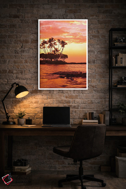 تابلو دکوراتیو غروب گرمسیری، جزیره بزرگ، هاوایی، آمریکا اثر مایکل دفریتاس - D4W