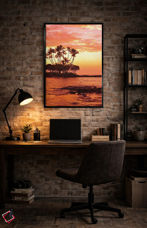 تابلو دکوراتیو غروب گرمسیری، جزیره بزرگ، هاوایی، آمریکا اثر مایکل دفریتاس - D6B