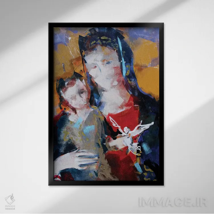 تابلو دکوراتیو مادونا طلایی II اثر مارینا دل پوزو - نمای قابدار مشکی
