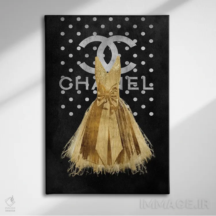 تابلو دکوراتیو پیراهن مد روز اثر مدلین بلیک - نمای روبهرو روی دیوار