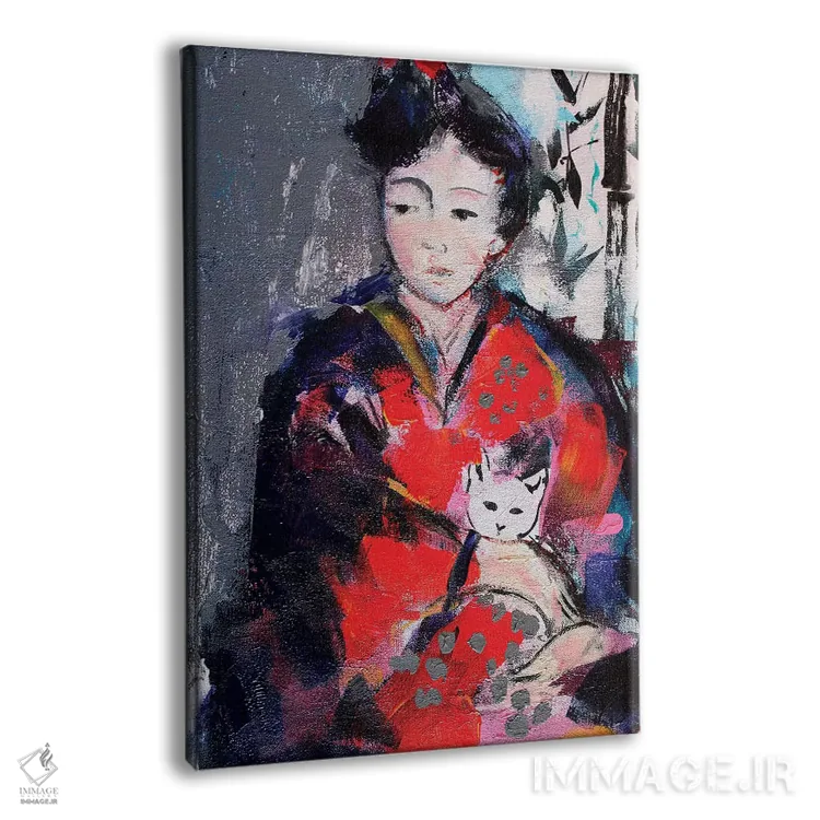 تابلو دکوراتیو گیشا و گربه I اثر مارینا دل پوزو - نمای پرسپکتیو محصول