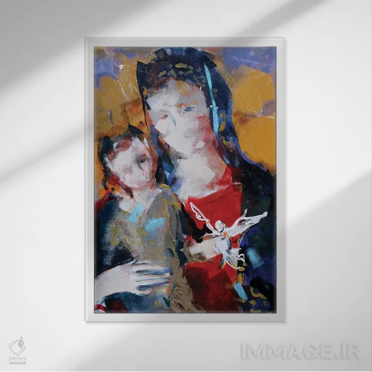 تابلو دکوراتیو مادونا طلایی II اثر مارینا دل پوزو - نمای قابدار سفید
