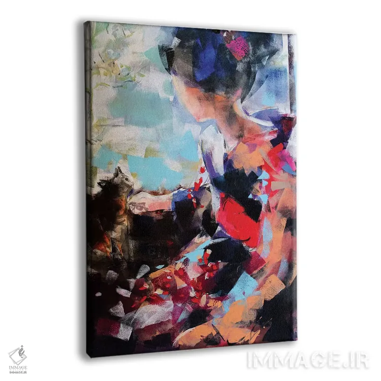 تابلو دکوراتیو گیشا و گربه II اثر مارینا دل پوزو - نمای پرسپکتیو محصول