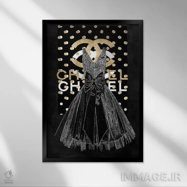 تابلو دکوراتیو پیراهن مد روز اثر مدلین بلیک - نمای قابدار مشکی