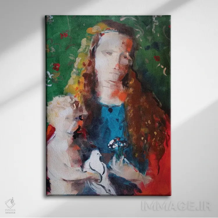 تابلو دکوراتیو مادونا سبز اثر مارینا دل پوزو - نمای روبهرو روی دیوار