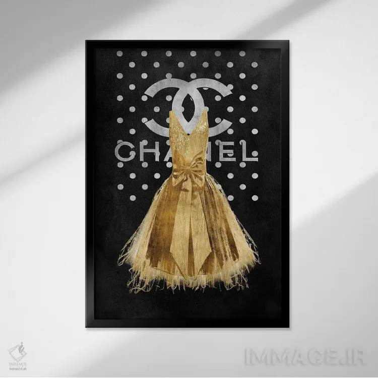 تابلو دکوراتیو پیراهن مد روز اثر مدلین بلیک - نمای قابدار مشکی