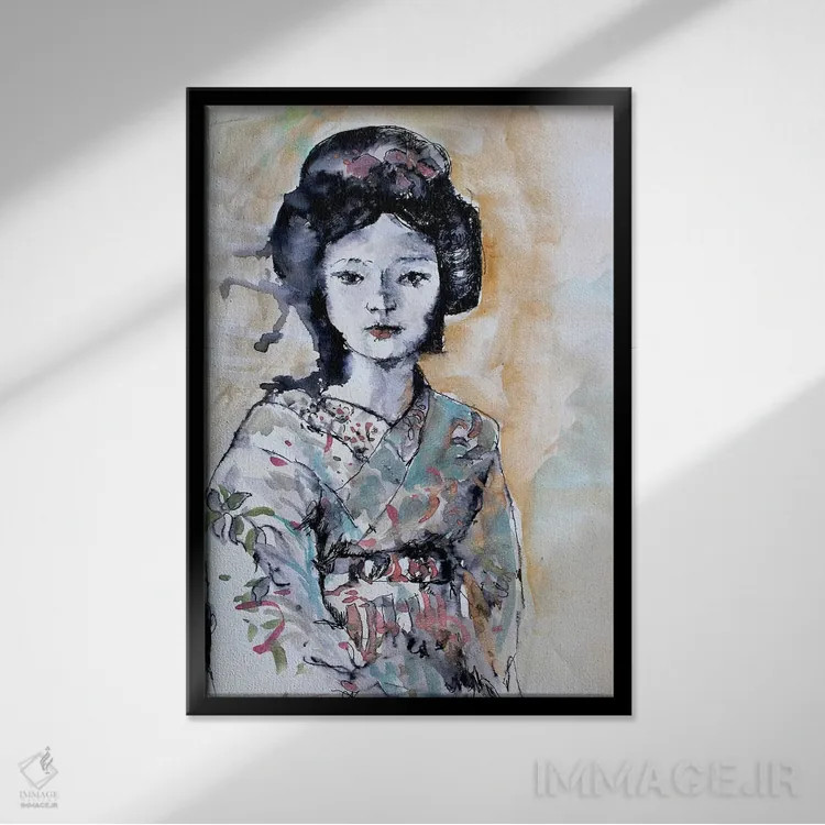 تابلو دکوراتیو گیشا I اثر مارینا دل پوزو - نمای قابدار مشکی