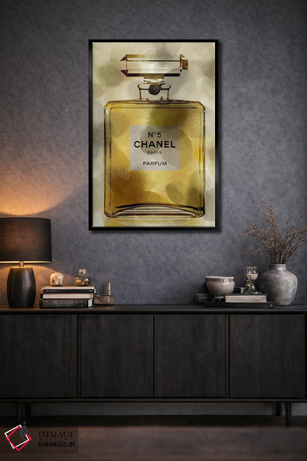 تابلو دکوراتیو بطری عطر طلایی اثر مدلین بلیک - D3B