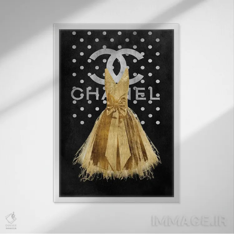 تابلو دکوراتیو پیراهن مد روز اثر مدلین بلیک - نمای قابدار سفید