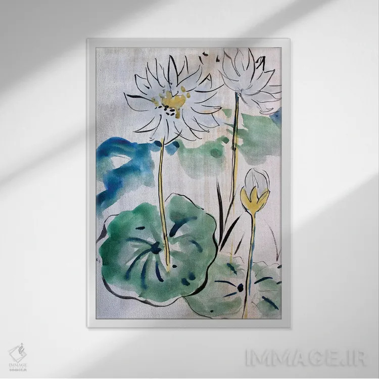 تابلو دکوراتیو ضربه قلم چینی II اثر مارینا دل پوزو - نمای قابدار سفید